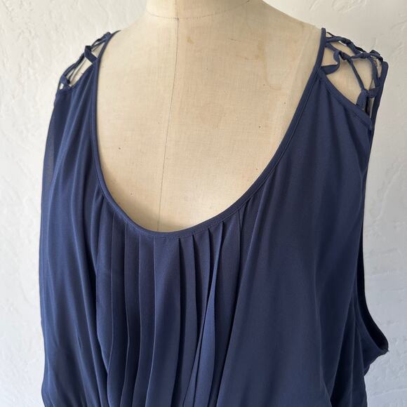 TORRID | Womens Chiffon Pleat Skate Dress NEW Size 4X Navy Blue Career Vacation - Picture 5 of 12